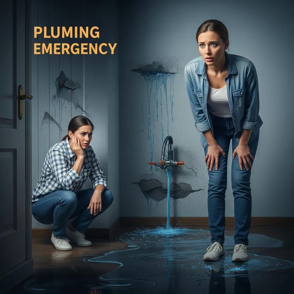 Homeowner concerned about a water leak in their home indicating a plumbing emergency