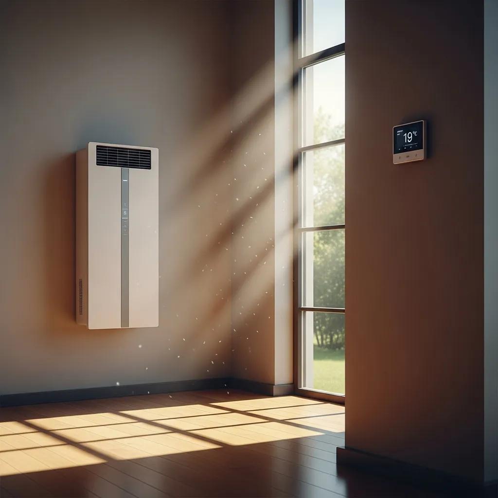Modern energy-efficient HVAC system installed in a bright home environment