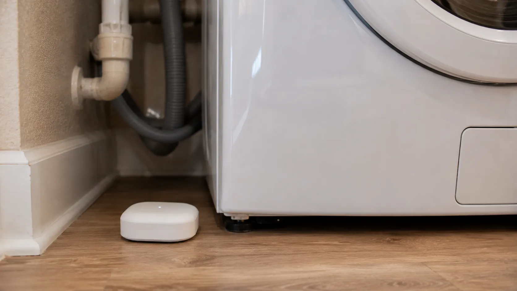 Smart leak detector installed near home water shut-off valve