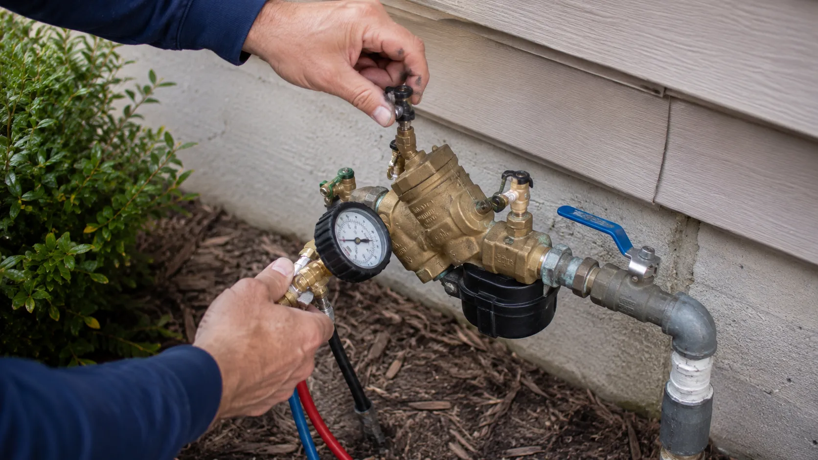 plumber holding backflow prevention certification paperwork