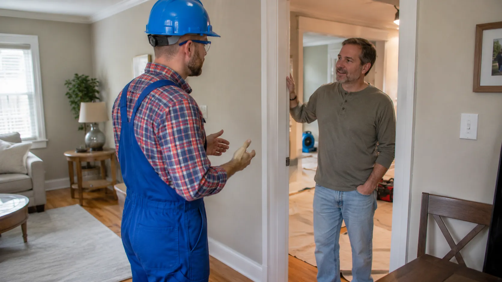 plumber communicating clearly with a homeowner during a service call