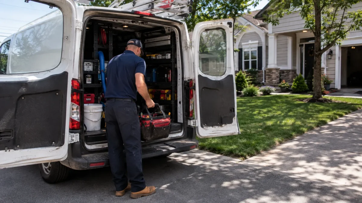 Licensed plumber repairing pipes in a Townsend DE home