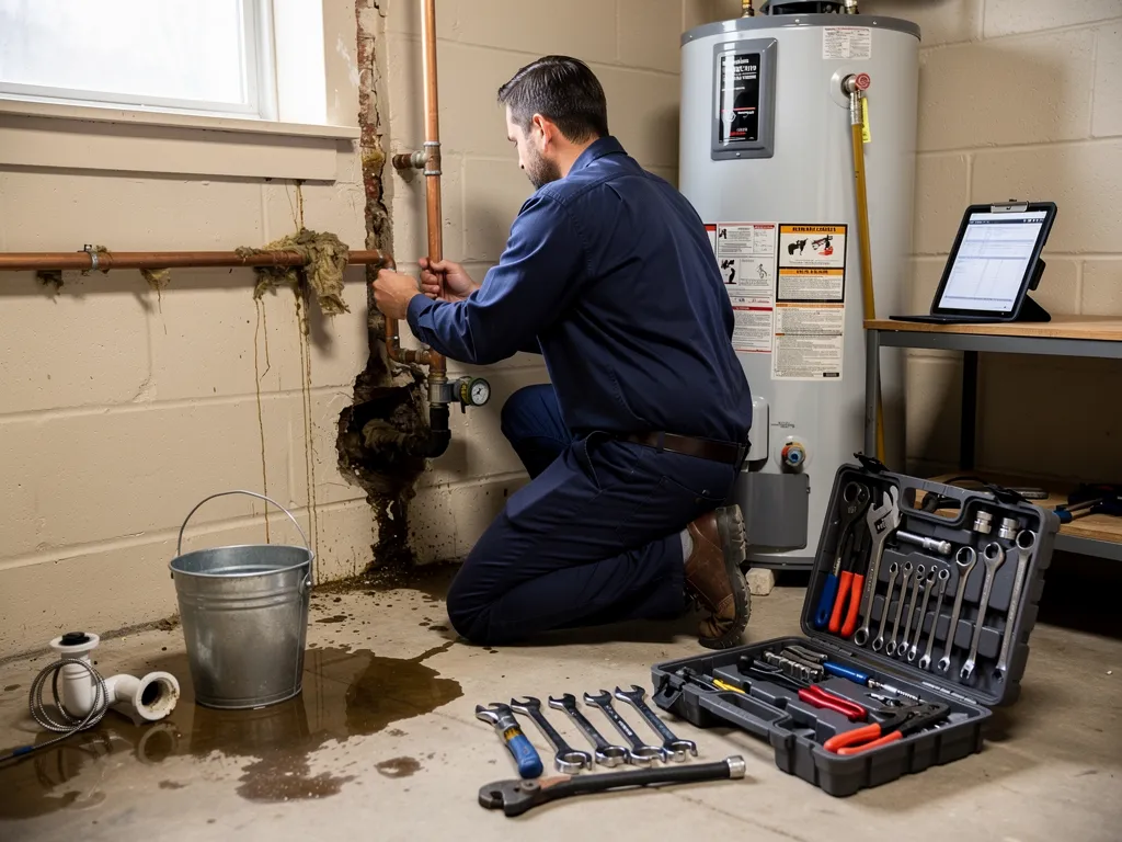 Checklist icons summarizing key plumbing repair takeaways