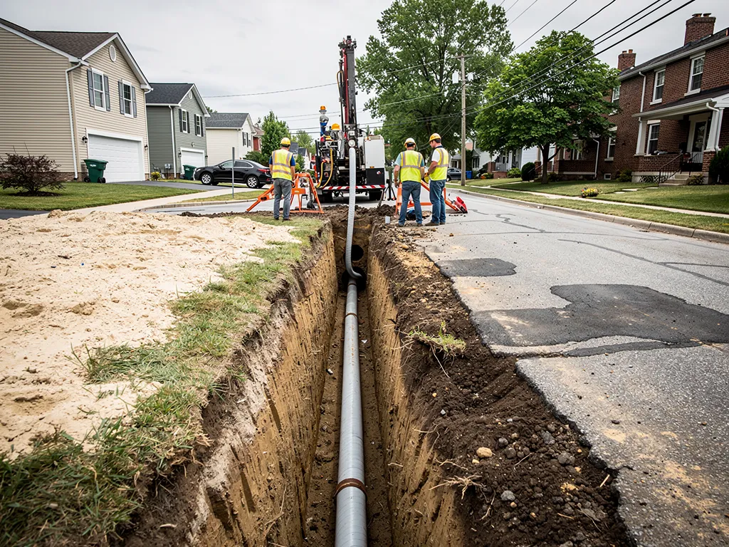 Cross-section of aging clay sewer pipe surrounded by local soil