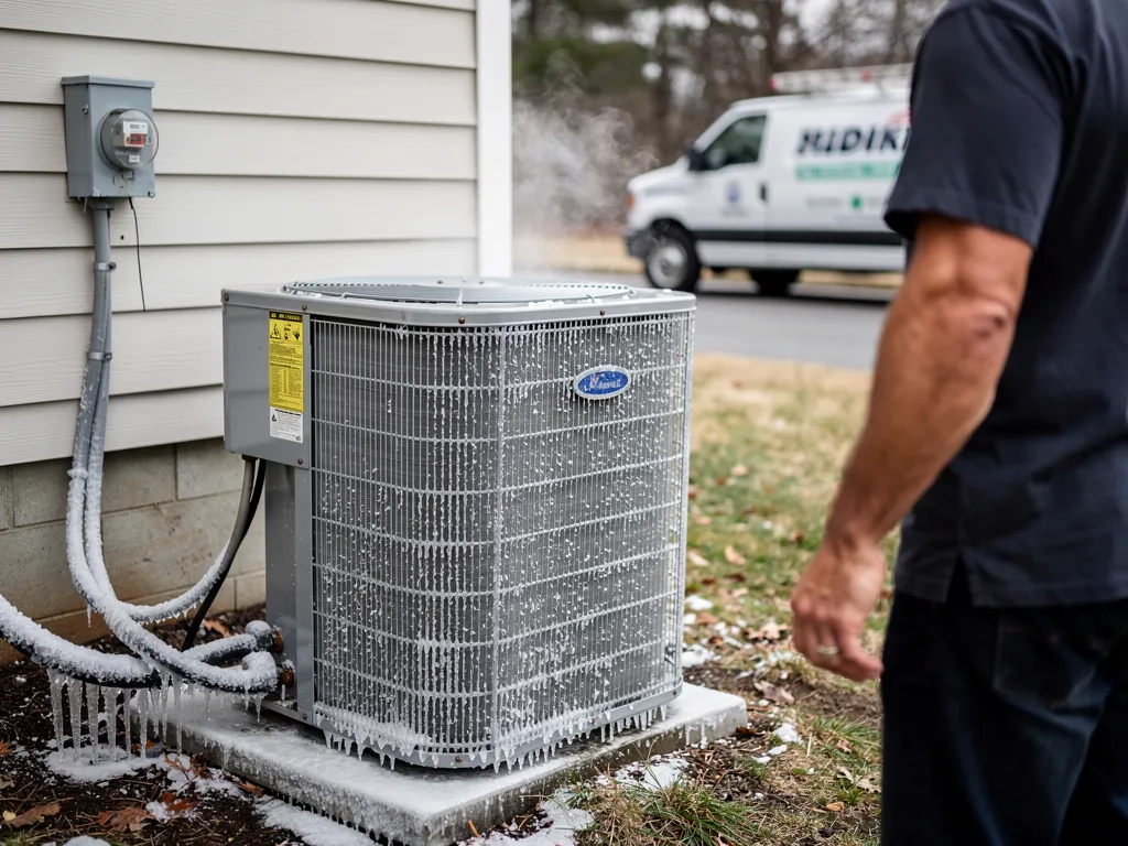 Licensed technician handling AC refrigerant lines and components