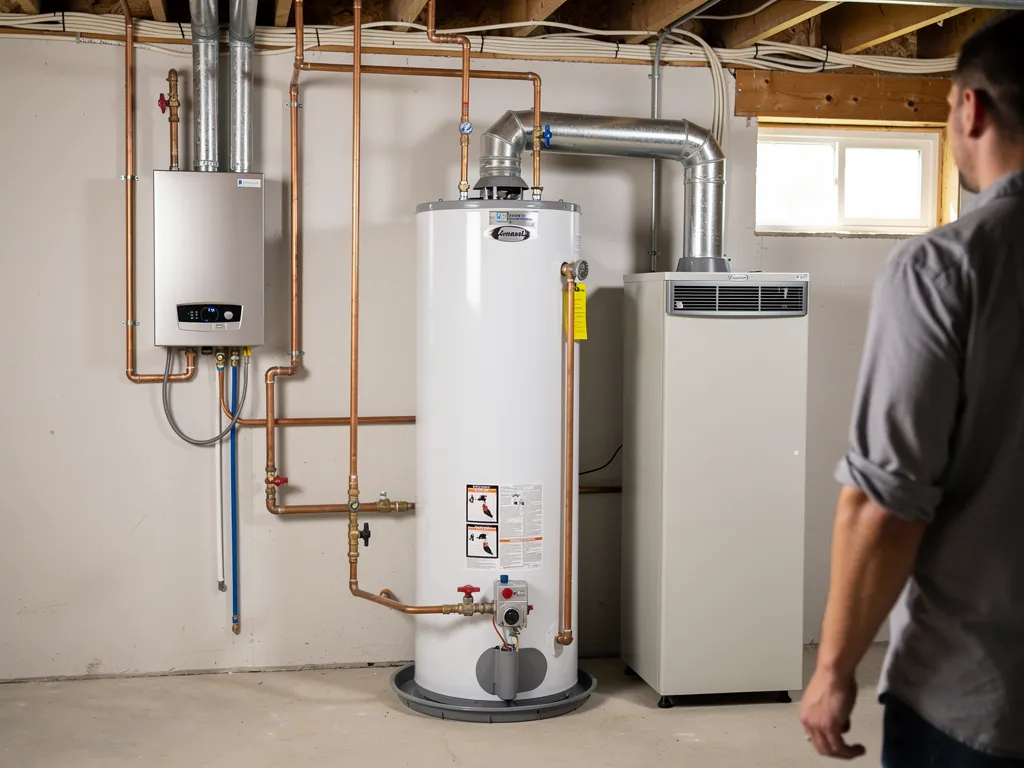 Side-by-side comparison of tank, tankless, and heat pump water heaters
